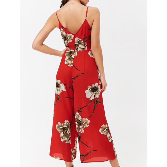 Red Floral Jumpsuit - Picture 3 of 3
